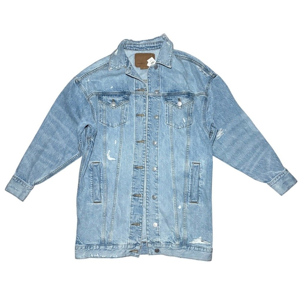 NWT American Eagle Streetwear Oversized Womens Distressed Denim Jacket Size XS